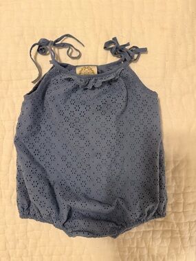 The Beaufort Bonnet Company Light Blue Eyelet Bubble 2T